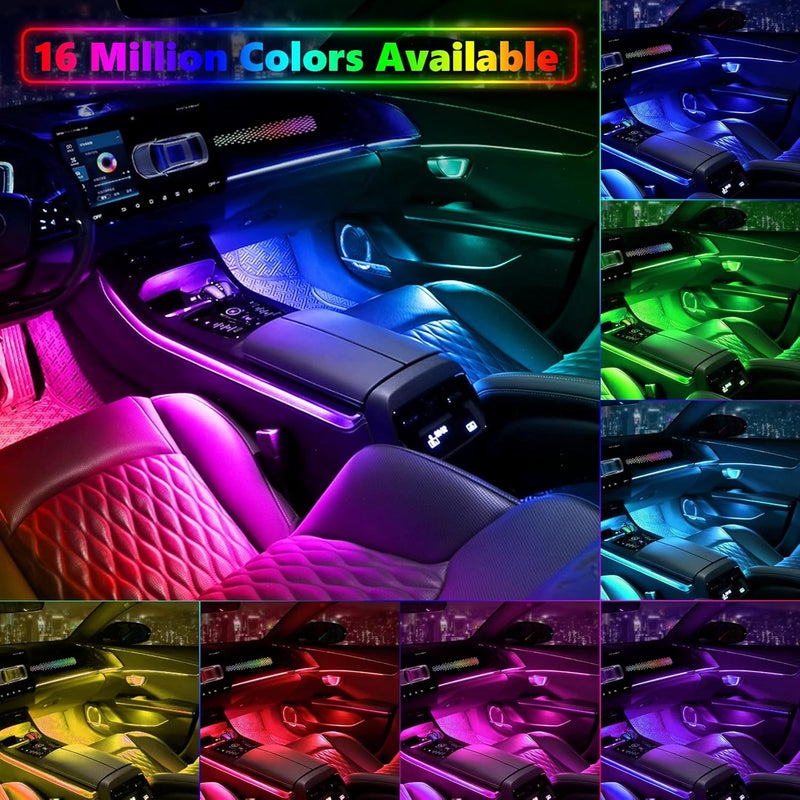 Amki Acrylic Interior Car LED Strip Light, Car Neon Light with APP Control,16 Million Dreamcolor Sound Activated Car Accessories Car Ambient Light Kit with RGB 18 in 1 and 213 Modes 175 inches 593 LED - Image 2